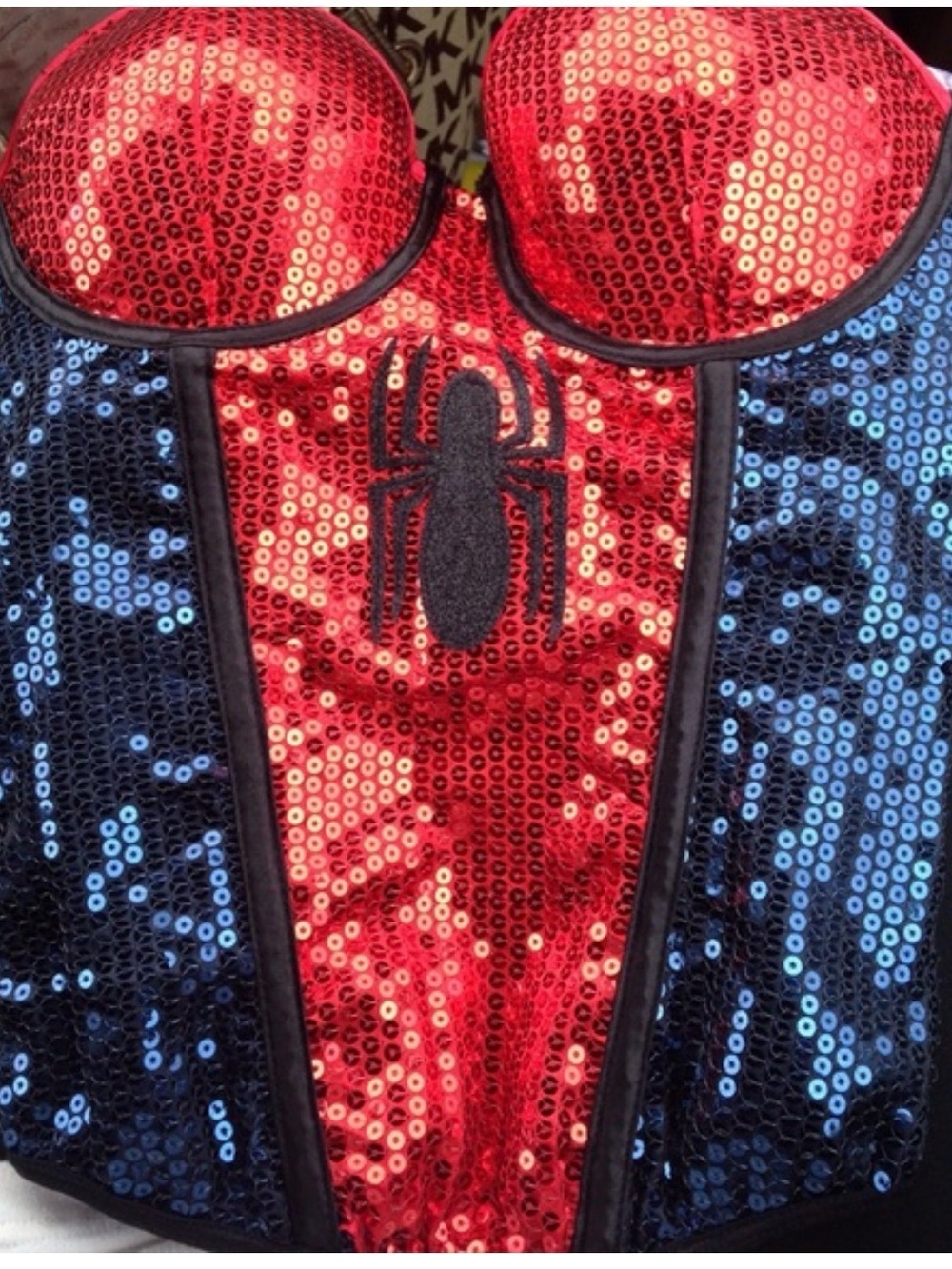 Marvel Red and Blue Sequin Spider Corset Costume woman’s size medium/large - Picture 2 of 2